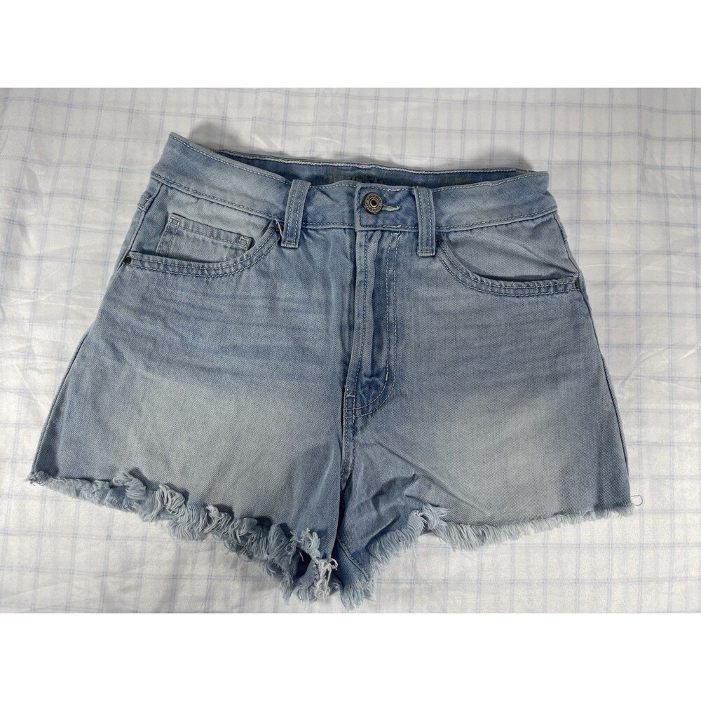 REWASH Denim Shorts Size 3/26 Light Wash Distressed Cut Off Raw Hem High Rise